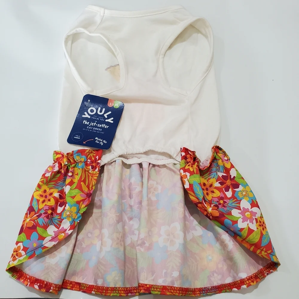 Tropical Kitty Colada Floral Cat  Dog  Dress Size L XL YOULY  NWT